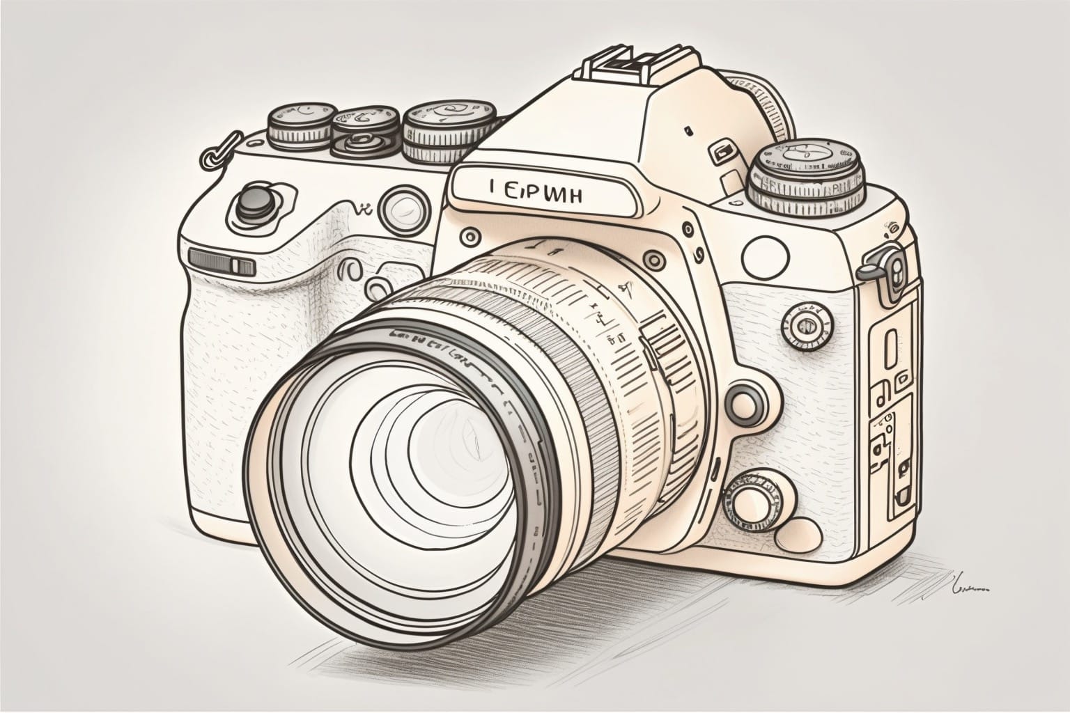 /imagine prompt: one line drawing of an slr camera --ar 3:2